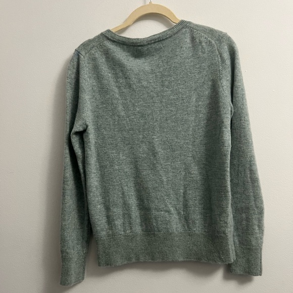 Quince Mongolian Cashmere V-neck Sweater - Green Blue - Size S - Picture 2 of 13